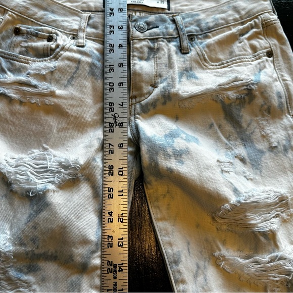 Abercrombie and Fitch Size 0 Size 25 Cream and Blue Skinny Denim Club Party - Picture 2 of 11